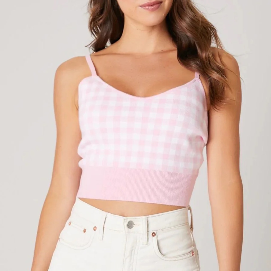Lily Pink Women’s Sleeveless Plaid Print Tank Tops